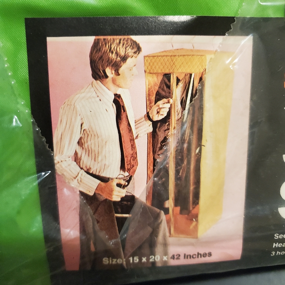 New 1970s MCM Green Vinyl Suit 42" Bag Closet Storage See-Through Front